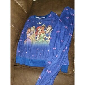 Disney princess moana rapunzel ariel tiana snow white pajamas size large‎ 10 12